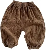 [LNICEAR] Toddler Baby Boys Girls Pants Basic Plain Comfy Cotton Linen Casual Trousers Bloomers