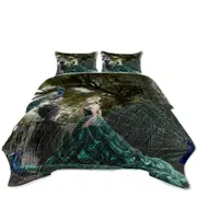 Emerald Fantasy Peacocks and Princess Coverlet
