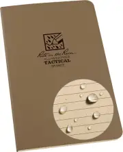 Weatherproof Tan Tactical Field Notebook, 4.625" X 7" Soft Cover Notepad, Univer