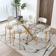 Clearview Oak Glass Dining Set with 6 Taupe Chairs