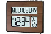 La Crosse Digital Back Light Wall Clock Walnut 513-1419BL-WA
