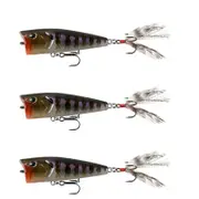 3x 13 Fishing 75mm Poppy Mc Pop Face Topwater Popper Lures - Rusty Bream
