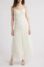 Lucy Paris Arwen Floral Dropped Waist Maxi Dress in Ivory at Nordstrom, Size Medium