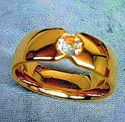 TITANIUM Gold Plated Polished Fashion RING with 5mm CZ, size 10 - in Gift Box