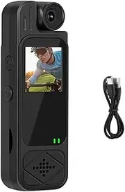 Mini Body Camera with 180° Rotating Lens Action Detection HD Infrared Night Vision 128GB TF Card Storage 1080P Recorder