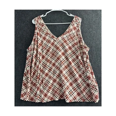 NWT Torrid V-Neck Tank Top 2 2X Ocean Sunset Plaid Academia Flowy