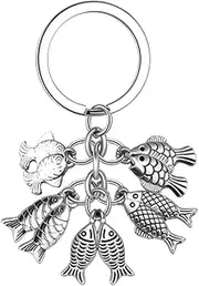 Vintage Fish Keychain for Husband Boyfriend Novelty Fishing Gifts for Son Nephew Fisherman Birthday Presents for Grandpa Dad Fishing Retirement Gifts for Men Elderly Uncle Fish Lover Fisherman Keyring