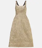 [Simone Rocha] Simone Rocha Embellished metallic-effect cloqué midi dress AU 10 gold