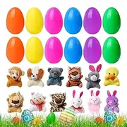 Prefilled Easter Eggs - Plush Easter Eggs Filled With Plushies | 12X Holiday Stuffed Basket Plushies Stuffers | Stuffed Animal Plush Toys Basket Stuffer For Kids, Toddler, Boys, Girls, Children