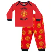 Manchester United FC Manchester United Baby Pyjamas Long Boys Kids Official Football Gift Red 0-3 Months