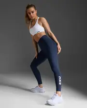 Form Stash Hi-Rise Compression Tights with Pockets, 2XU, XS, Midnight/White, Female