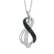 0.2 CT. T.W. Enhanced Black and White Natural Diamond Infinity Loop Pendant in Sterling Silver