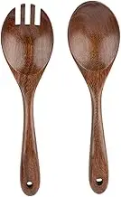 FUNOMOCYA 1 Set Salad Spoon and Fork: Wooden Kitchen Utensils for Mixing Serving and Tossing Salad - Wood Cutlery for Home Party Use