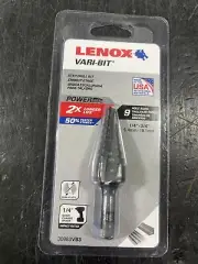 Lenox Vari-Bit 9 Hole Sizes 1/4" to 3/4" Split Point Step Drill Bit