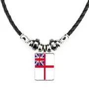 White Ensign Military Soft Black Rope Necklace With Gift Bag