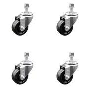 3 Inch Phenolic Wheel Swivel 12mm Threaded Stem Caster Set Service Caster
