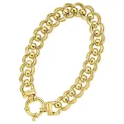 9ct Yellow Gold 19cm Double Belcher Bracelet with Bolt Ring