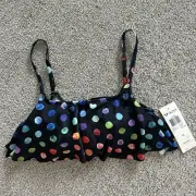 Roxy Women's Flutter Bikini Top Rainbow Polka Dot Size XS