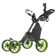 CaddyTek CaddyCruiser ONE Pro One-Click Folding 4-Wheel Golf Push Cart - Lime