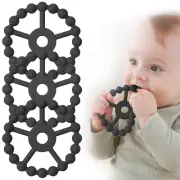 3 Pack Ring Teether, Silicone Teething Ring Toys for Babies 6 Months, Seposeve B