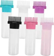 IWOWHERO 6pcs Hair Bottle Hair Oil Bottle Spray Bottle Hair Comb Bottles Oil Bottle with Comb Hair Color Bottle Applicator Oil Applicator Comb Bottle Scalp Bottle Applicator Plastic
