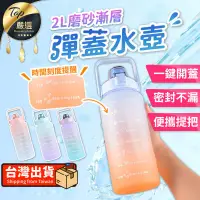 在飛比找PChome24h購物優惠-【超大容量2000ml】大容量漸層水壺 水壺 彈蓋水壺 透明