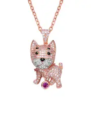 Genevive Kids 18K Rose Gold Vermeil CZ Animal Pendant Necklace