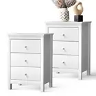 Oikiture Bedside Tables Set of 2 Nightstands Storage Cabinet 3 Drawers White