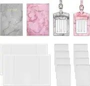 [JIEYUMAO] 14Pcs Passport Covers and Luggage Tags, Leather Passport Holder Covers Case with Protective Cover, Family Passport Holder Travel Passport Wallet Passports Sleeve for Travel Storage