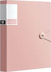 Binder with Plastic Sleeves 40/60/80 Pocket Bound Sheet Protector Presentation Book, Display Book, for A4 Size Inserts (60 Pocket, Rose)