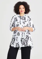[TS] Taking Shape Natural Mythical Shirt Size 10 in White / Black, Viscose - Plus Size Women's Clothing White / Black
