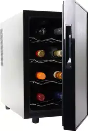 8 Bottle Wine Cooler Black Thermoelectric Wine Fridge, 0.8 Cu. Ft. Freestanding