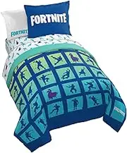 Jay Franco Fortnite Bed Set, Microfiber, Blue/Boogie Bomb, Full
