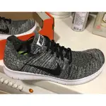 NIKE FREE RN FLYKNIT 2017灰黑/雪花/編織/慢跑鞋US9（二手，9成5新）