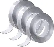 Double Sided Tape,Nano Double Sided Tape,Multipurpose Removable Adhesive Transparent Grip Mounting Tape Washable Strong Sticky Heavy Duty for Carpet Photo Frame Poster Décor,Durable Traceless No Residue (3 rolls of 5 Meters,transparent)