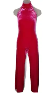 Mock Turtleneck Child Medium RASPBERRY Halter Jumpsuit Unitard Dance Costume New