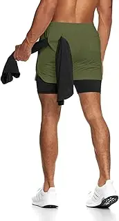 [GINTPK] Men's 5 Inches Workout Shorts with Liner Lightweight Running Quick Dry Running Training Short with Zip Pockets