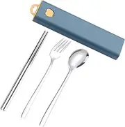 YQkangzhu Portable Cutlery Set, Chopsticks Spoon Fork with Case Utensils Set, 18/10 Stainless Steel Travel Camping Flatware Set, Reusable Flatware Silverware, for Home Office Party School Outdoor