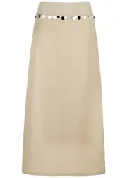 Gimaguas Donna Embellished Linen-blend Maxi Skirt - Beige - L (UK14 / L) L (UK14 / L)