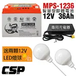 【組合】MPS1236攤販電池套組12V36AH/露營.攤販.釣魚.鹹水雞攤.QQ球