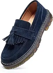[FLSHO] Women's Classic Leather Penny Loafer Platform Chunky Heel Loafer for Women Comfortable Womens Business Casual Shoes