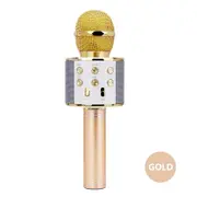 Gold Karaoke Microphone Speaker Wireless Bluetooth Handheld Mic USB Player KTV