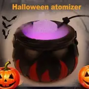 Halloween Witches Pumpkin Cauldron Mist Maker with 12 LEDs Lights Color Changing