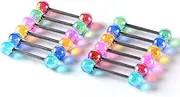 [TOZLU] 12Pcs Tongue Rings Candy Color Ball Tongue Nipple Piercing 14G Surgical Steel Barbell Tongue Retainer Body Jewelry Bar 16mm Durability and Convenience