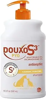 Douxo S3 Pyo Shampoo, Contains 3% Chlorhexidine & 0.5% Ophytrium, Antiseptic & Hydrating, for Bacterial or Yeast Skin Infections, for Dogs and Cats, 16.9 fl. oz. (500mL)
