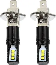 X AUTOHAUX H1 Fog Lights Bulbs Bulb 80W Power 6 LED 2525SMD Chips Auto LED Car Driving Running Lamp Bright Waterproof Aluminum White (Set of 2)