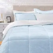 Amazon Basics Ultra-Soft Micromink Sherpa Comforter Bed Set - Smoke Blue, King