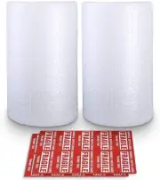 Bubble Cushioning Wrap Roll 2 Pack 3/16" Air Bubble 12 Inch x 74 Feet Total, ...