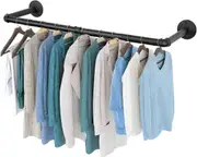 Industrial Pipe Wall Mounted Garment Rack 97.5cm Space Saver Hanging Clothes Rack