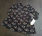 Cat & Jack Size 2 Toddler Long Sleeve Dress w/ Hearts Black White Terracotta NWT